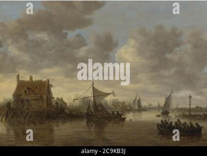 Jan van Goyen - Gezicht op de Oude Maas te Dordrecht N08404-19-lr-1. Stockfoto