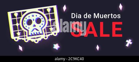 El Dia De Los Muertos Sale Webbanner. „Day of the Dead Clearance“-Promo-Hintergrund Stock Vektor