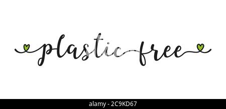 Hand skizziert Plastic Free Zitat als Banner oder Logo. Beschriftung für Header, Label, Ankündigung, Werbung Stock Vektor
