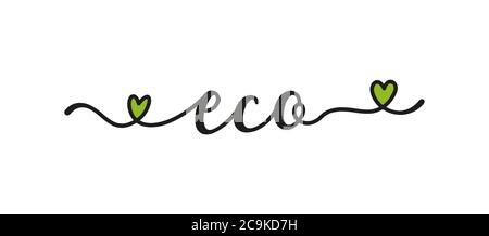 Handskizziertes Eco-Wort als Banner oder Logo. Beschriftung für Header, Label, Ankündigung, Werbung Stock Vektor