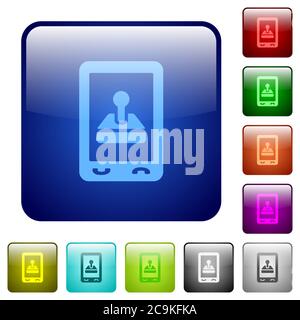 Mobile Gaming-Symbole in abgerundeter quadratischer Farbe, glänzend, mit Knöpfen Stock Vektor