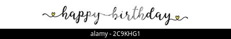 Hand skizzierte HAPPY BIRTHDAY Zitat als Anzeige, Web-Banner. Schriftzug für Banner, Header, Flyer, Karte, Poster, Geschenk Stock Vektor