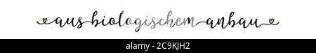 Handskizziertes aus biologischen Anbau Zitat in deutscher Sprache als Anzeige, Webbanner. Übersetzt aus ökologischem Landbau. Beschriftung Stock Vektor