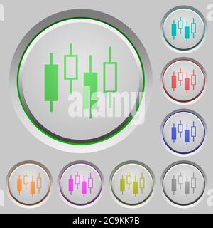 Farbsymbole für Kerzenständer auf versenkten Drucktasten Stock Vektor