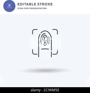 Touch-ID-Symbolvektor, gefülltes flaches Zeichen, solides Piktogramm isoliert auf weiß, Logo-Illustration. Tippen Sie auf das ID-Symbol für die Präsentation. Stock Vektor