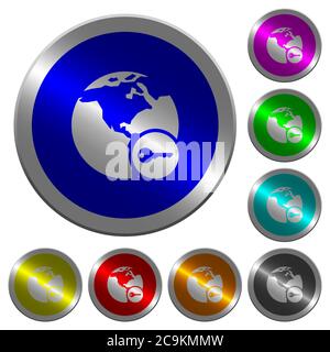 Sichere Internet-Surfen Symbole auf runden leuchtenden Münze-wie Farbe Stahl Tasten Stock Vektor