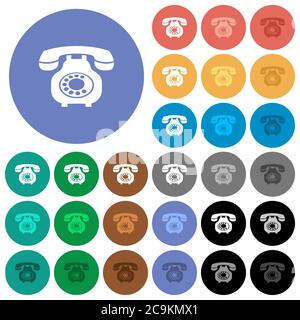 Vintage retro Telefon mehrfarbige flache Symbole auf runden Hintergründen. Inklusive weiße, helle und dunkle Symbolvarianten für schweben und aktiven Status effe Stock Vektor