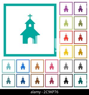 Flache Farbsymbole mit Quadrantenrahmen auf weißem Hintergrund Stock Vektor