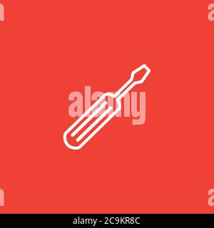 Schraubendreherlinie Rotes Symbol Auf Weißem Hintergrund. Rote Vektor-Grafik Mit Flacher Form Stockfoto
