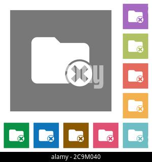 Abbrechen Verzeichnis flache Symbole auf einfachen farbigen quadratischen Hintergründen Stock Vektor