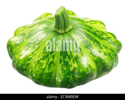 Pattypan Squash (Cucurbita pepo fruit), grüne Scheibe Sorte, isoliert Stockfoto