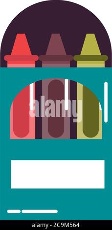 Schule Bildung liefern Farbe Buntstifte in Box flach Stil Symbol Vektor Illustration Stock Vektor