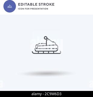 Schlitten Symbol Vektor, gefüllt flache Zeichen, solide Piktogramm isoliert auf weiß, Logo-Illustration. Schlittensymbol für die Präsentation. Stock Vektor