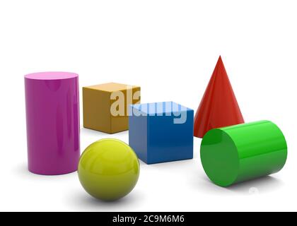 Geometrische Formen auf weißem Hintergrund - 3D Stockfoto