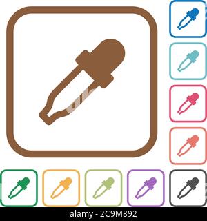 Farbwähler Einfache Symbole in farbigen abgerundeten quadratischen Rahmen auf weißem Hintergrund Stock Vektor