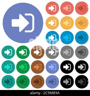 Melden Sie sich an mehrfarbigen flachen Symbolen auf runden Hintergründen. Inklusive weißen, hellen und dunklen Icon-Variationen für schweben und aktiven Status-Effekte, und Bonus s Stock Vektor