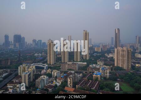 Mumbai Arial View Tall Buildings (Bombay) Monorail Arial Route 2020 Stockfoto