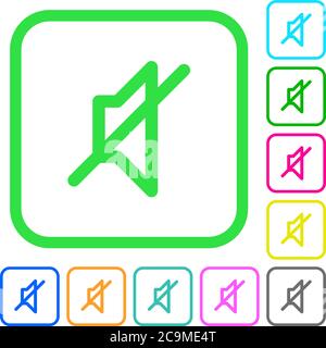 Stumm lebendige farbige flache Symbole in gekrümmten Rändern auf weißem Hintergrund Stock Vektor