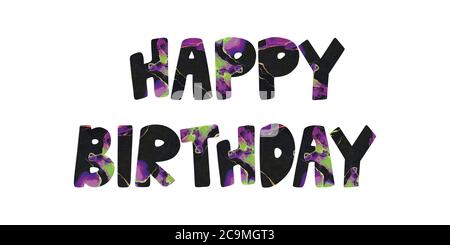 Happy Birthday Feier Konzept. Gruß Geburtstagsfeier Schriftzug mit Feier handgezeichnete Elemente Stock Vektor
