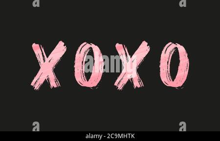 XOXO Valentinstag Urlaub Vektor Text Typografie Illustration Hintergrund Stock Vektor