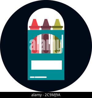 Schule Bildung liefern Farbe Buntstifte in Box Block und flachen Stil Symbol Vektor Illustration Stock Vektor