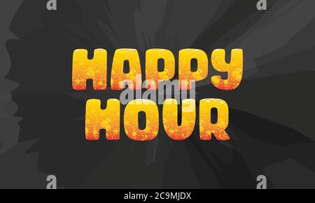 Happy Hour. Vektor-Abzeichen Illustration auf dunklem Hintergrund. Stock Vektor