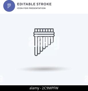 Pan Flute Icon Vektor, gefülltes flaches Zeichen, solides Piktogramm isoliert auf weiß, Logo Illustration. Symbol für Schwenken der Flöte für die Präsentation. Stock Vektor