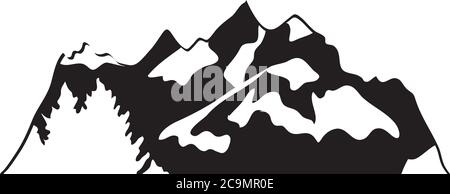 Kalte Berge und Kiefern Symbol auf weißem Hintergrund, Silhouette Stil, Vektor-Illustration Stock Vektor