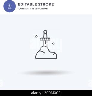 Excalibur Symbolvektor, gefülltes flaches Schild, solides Piktogramm isoliert auf Weiß, Logo-Illustration. Excalibur Symbol für Präsentation. Stock Vektor