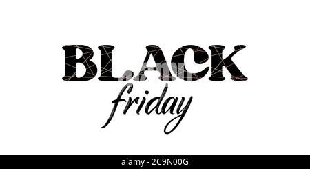 SYMBOL FÜR SCHWARZE VEKTORBUCHSTABEN am FREITAG. Angebot „Black friday“. Schwarzes Webbanner. Posterverkauf. Stock Vektor