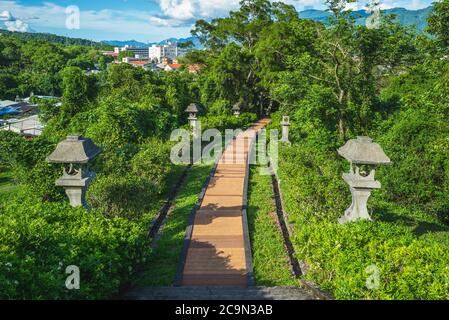 Steinlaternen (toro), Überreste des Yuli-Schreins in Hualien, Taiwan Stockfoto