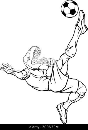 Dinosaurier-Fußball-Spieler Sport Maskottchen Stock Vektor