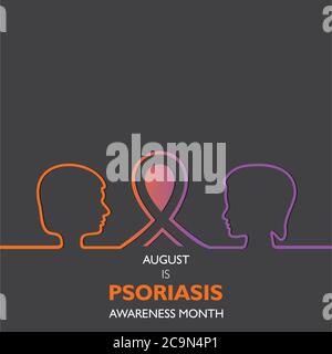 Vektor-Illustration von Psoriasis Bewusstsein Monat im AUGUST beobachtet Stock Vektor