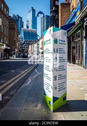 Wentworth Street aka Petticoat Lane, London, 31. August 2020, leer von Käufern und Ständen trotz der Lockerung der sozialen Distanzierung in Großbritannien Stockfoto