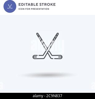 Hockey Sticks Icon Vektor, gefüllt flache Zeichen, solide Piktogramm isoliert auf weiß, Logo-Illustration. Hockey Sticks Symbol für Präsentation. Stock Vektor