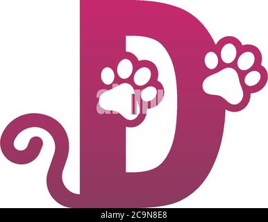 Buchstabe D Logo Design Hund Fußabdrücke Konzept Symbol Illustration Stock Vektor