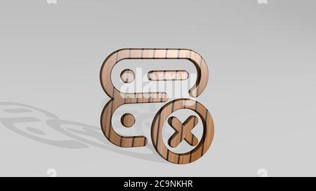 Server entfernen gemacht durch 3D-Illustration einer glänzenden metallischen Skulptur wirft Schatten auf hellen Hintergrund. Daten und Computer Stockfoto