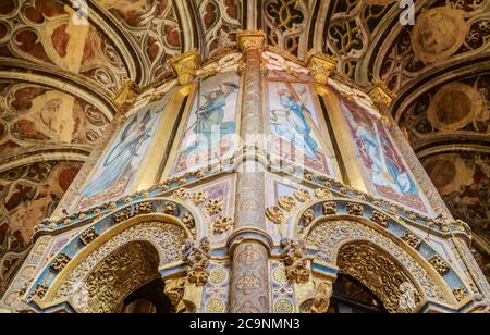 Die charola, runde Templer Kirche im Kloster von Christus (Convento de Cristo) Tomar, in der Region Centro in Portugal, formal die Ribatejo. Stockfoto