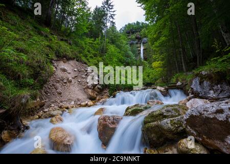 Pericnik Wasserfall im Triglav Nationalpark, Slovenjia Stockfoto