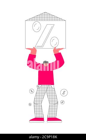 Haushypothek Konzept. Der Mensch hält das Haus in den Händen Stock Vektor