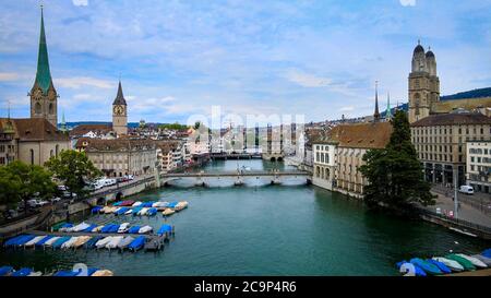 Flug über die Stadt Zürich in der Schweiz Stockfoto