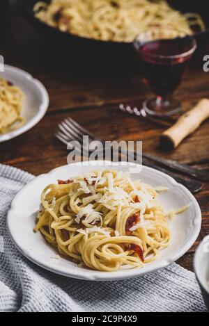 Klassische Carbonara-Pasta Stockfoto