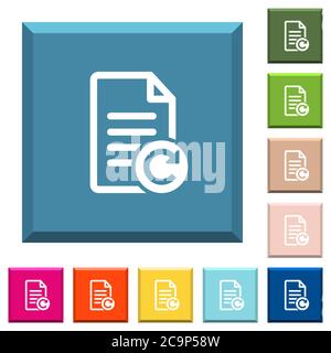 Wiederholen Dokument ändert weiße Symbole auf umrandeten quadratischen Schaltflächen in verschiedenen trendigen Farben Stock Vektor