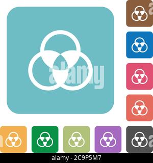 Farbmischung von weißen flachen Symbolen auf abgerundeten quadratischen Hintergründen Stock Vektor