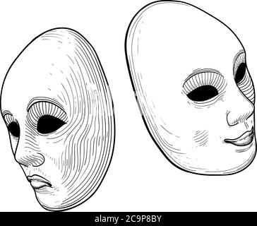 Zwei Theatermasken Stock Vektor