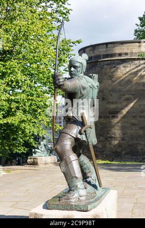 Robin Hood Statue, Nottingham Castle, Castle Road, Nottingham, Nottinghamshire, England, Großbritannien Stockfoto