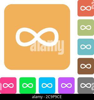 Flache Symbole für Infinity-Symbole auf runden quadratischen, lebendigen Hintergrundfarben. Stock Vektor