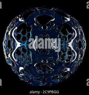 Abstrakte futuristische Flüssigkeit schillernde Kugel Illustration. Space Material Science Konzept. 3D-Rendering-Designelement Stockfoto