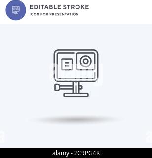 Action Camera Icon Vektor, gefülltes flaches Schild, solides Piktogramm isoliert auf weiß, Logo Illustration. Action Camera-Symbol für die Präsentation. Stock Vektor