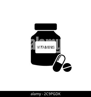 Symbol für Vitamine und Pillen. Medizinisches Konzept. Tabletten für Gesundheit. Vektor auf isoliertem weißem Hintergrund. EPS 10 Stock Vektor